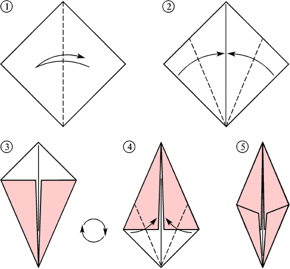 Базовые формы оригами: бумажный змей, воздушный змей, ромб