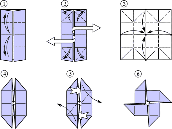 Базовые формы оригами: катамаран, вертушка