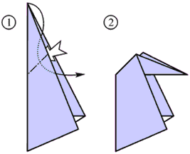 Приемы складывания в оригами: внутренняя вывернутая складка