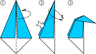 Приемы складывания в оригами: головы птиц